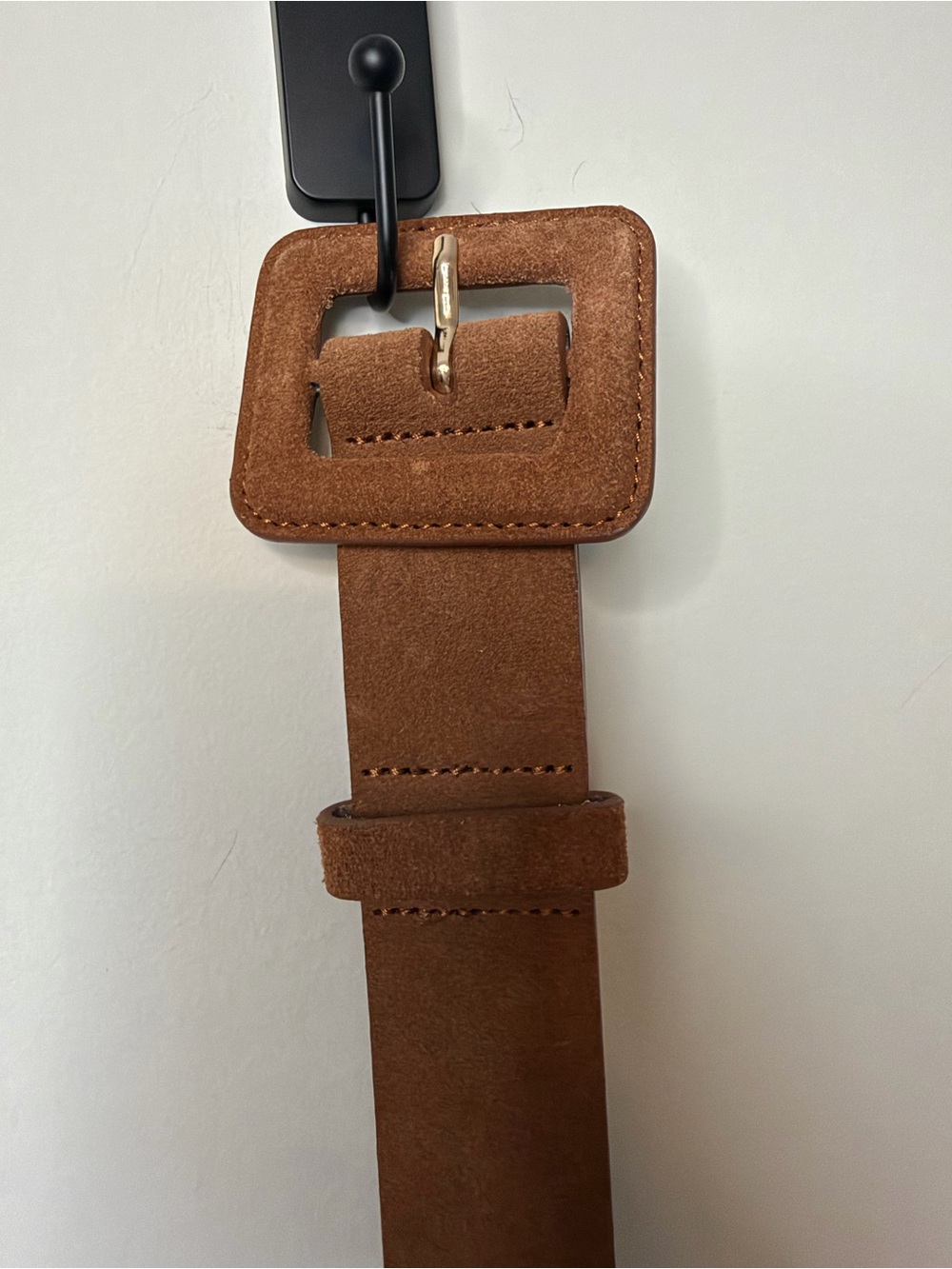 J.Crew Factory Chestnut Suede Square Buckle Belt Small Medium Brown Leather
